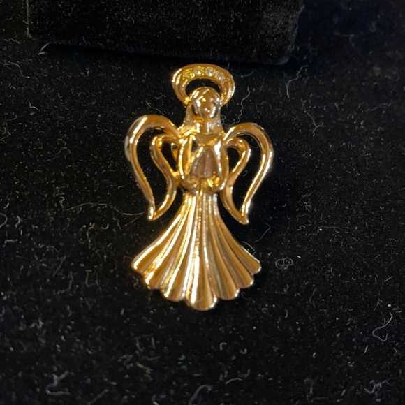 Avon Jewelry - Avon (1992) Vintage Goldtone / Crystal Heavenly Angel Pin